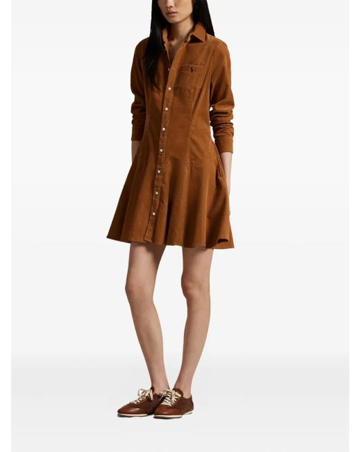 Polo Ralph Lauren Brown Corduroy Collared Shirt Dress