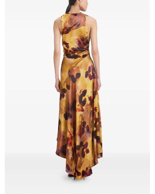 Vestido asimétrico con estampado floral Victoria Beckham de color Metallic