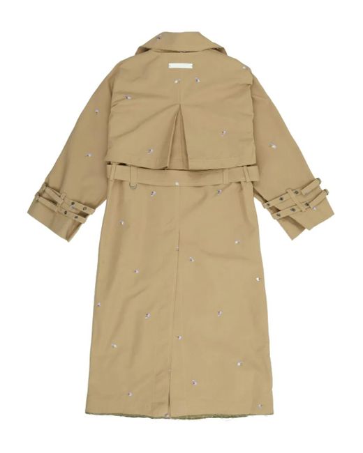 OOF WEAR Natural Embroidered Double-Breasted Trench Coat