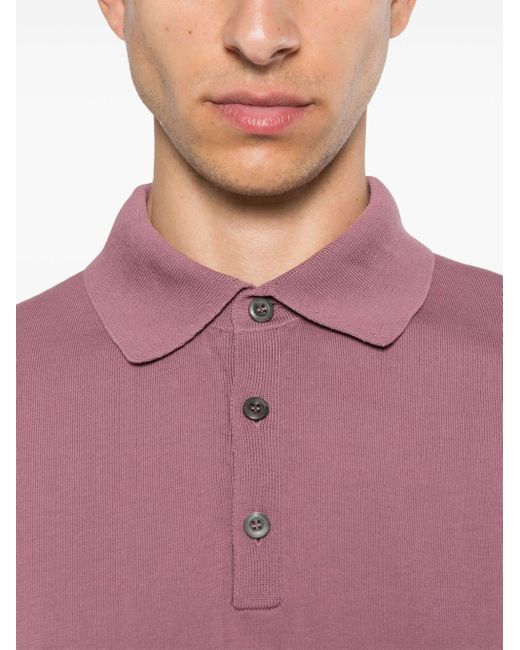PT Torino Pink Fine-knit Polo Shirt for men