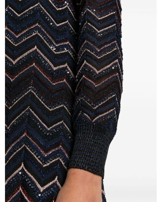Missoni Black Sequinned Zigzag-knit Dress