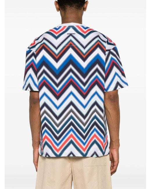 Missoni Blue Zigzag-print Cotton T-shirt for men