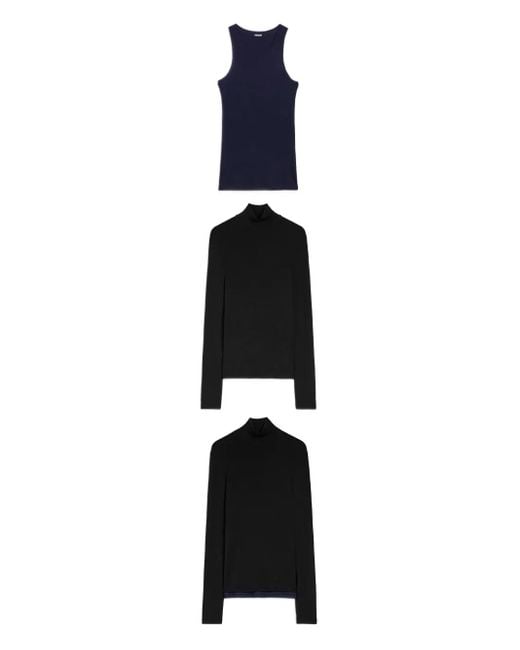 Jil Sander Black Wool Layered T-Shirt for men