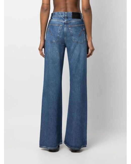 Dondup Blue Amber Low-Rise Wide-Leg Jeans