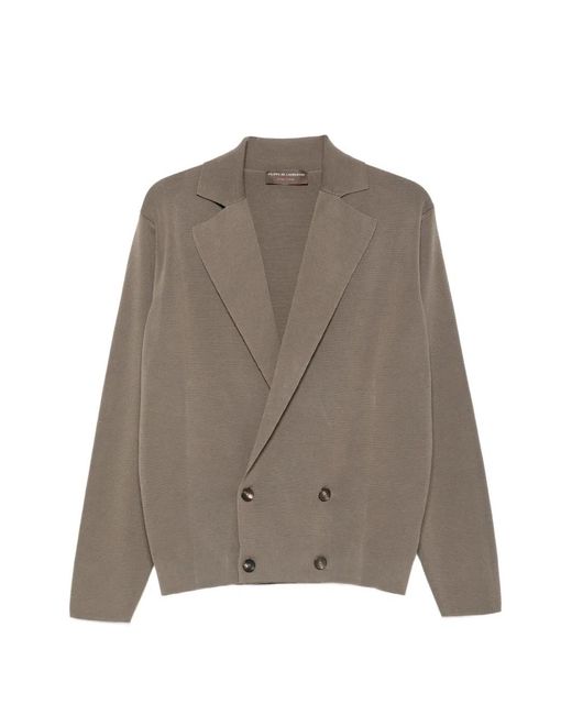 FILIPPO DE LAURENTIIS Brown Double Breasted Cardigan for men