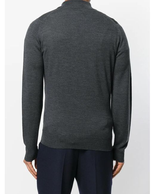 John Smedley Gray Zip-Neck Jumper for men