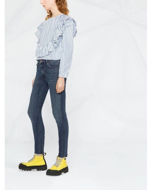 Mother Blue Distressed Skinny Jeans