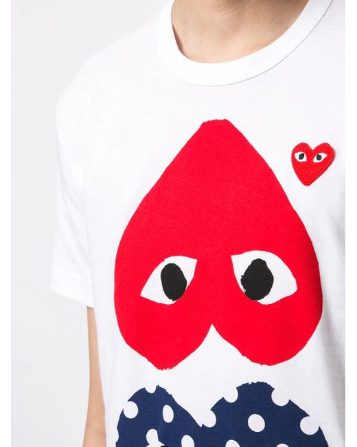 メンズ COMME DES GARÇONS PLAY ハートプリント Tシャツ White