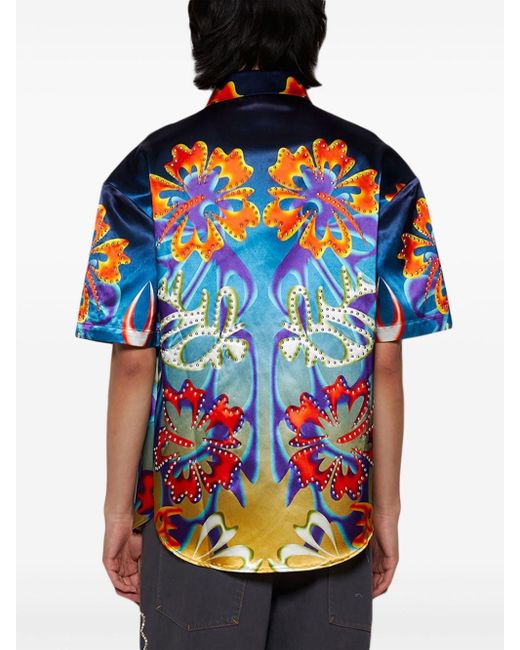 Camisa Hibiscus con motivo floral Bluemarble de hombre de color Blue
