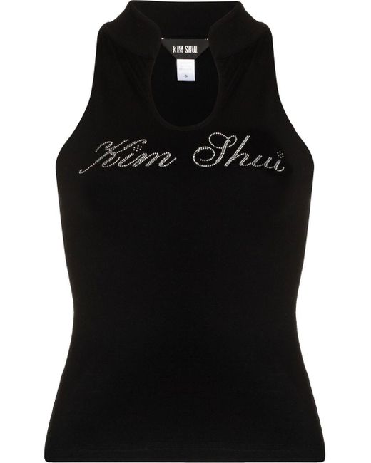 Kim Shui Qi Pao Logo Cotton Vest in Black | Lyst