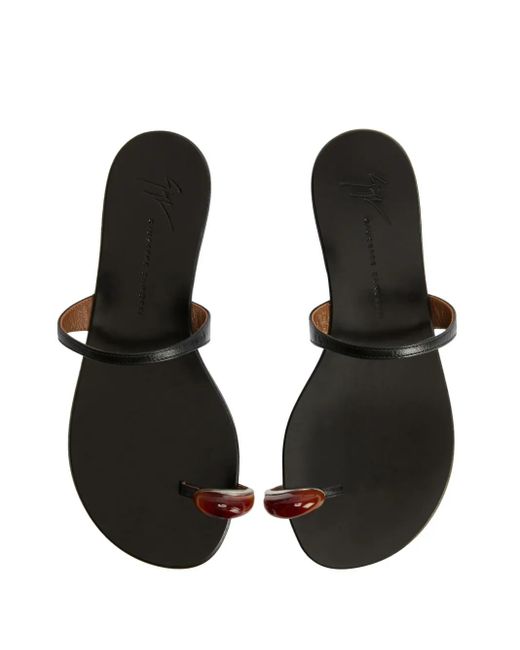 Giuseppe Zanotti White Acates Ring Leather Sandals