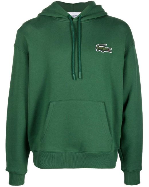 Lacoste Cotton Logo Appliqué Hoodie in Green for Men | Lyst