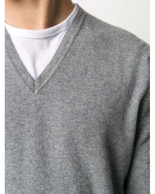 Pringle of Scotland Gray V-Neck Cashmere Jumper for men