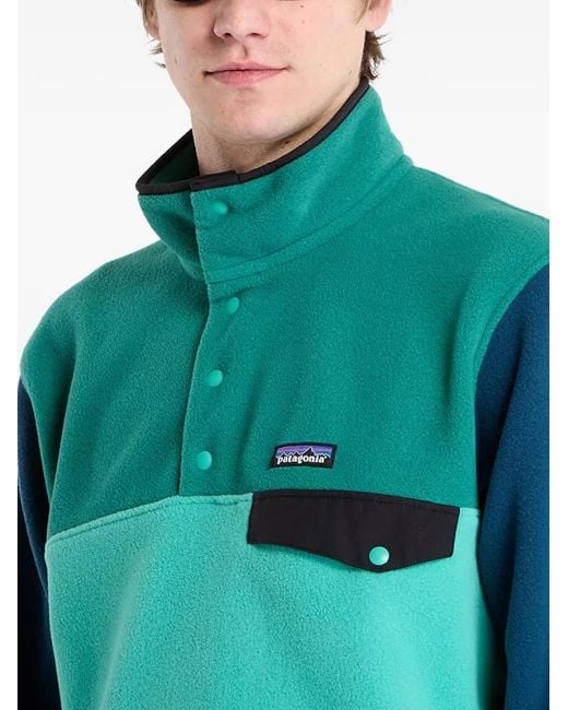 Patagonia Green Synchilla Snap-T Colour-Block Sweatshirt for men