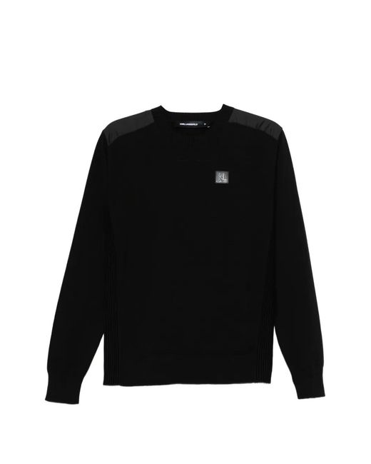 Karl Lagerfeld Black Logo-Appliqué Sweater for men