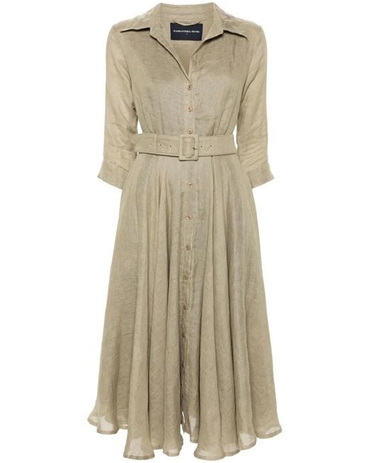 Samantha Sung Natural Aster Linen Maxi Dress