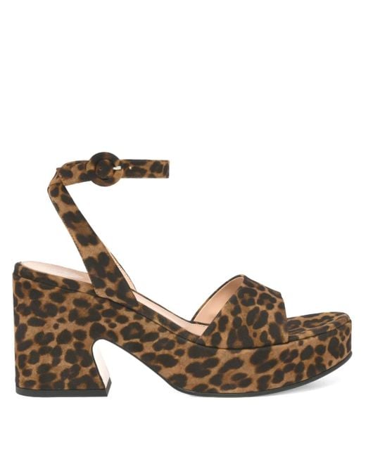 Gianvito Rossi Metallic Alma Leopard-Print Platform Sandals