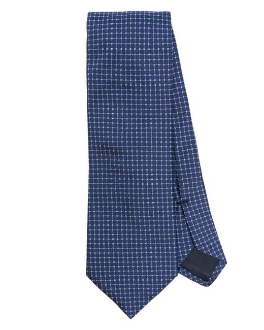 Corneliani Patterned-jacquard Silk Tie in het Blue voor heren