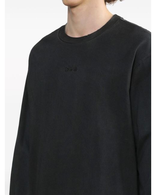 Izzue Black Graphic-print Long-sleeve Cotton T-shirt for men