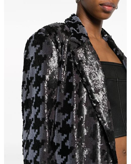 Iceberg Black Dogtooth-Print Sequinned Blazer