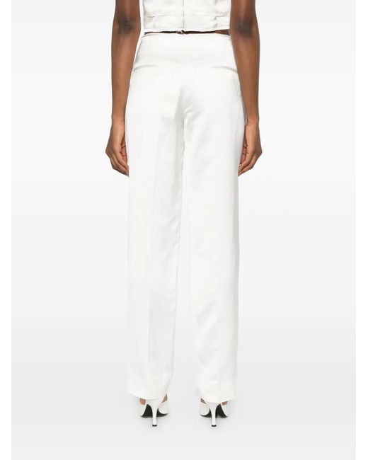Totême  White Raw Hem Trousers
