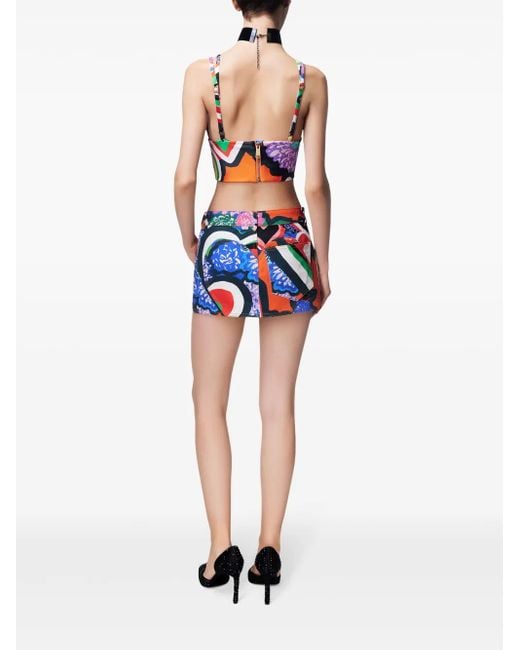 Area Blue Denim-Minirock Mit Abstraktem Print