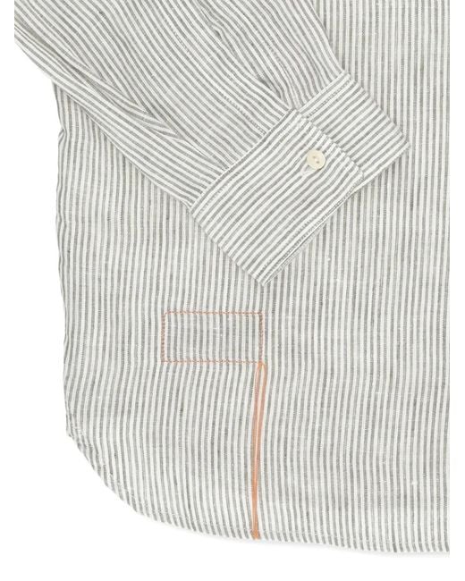 Fortela White Chemise Rayée À Poche Poitrine for men