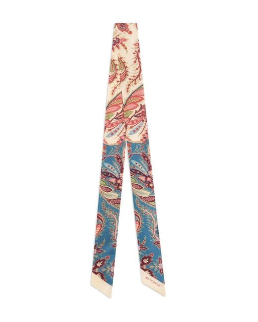 Etro White Silk Paisleyina With Placed Print