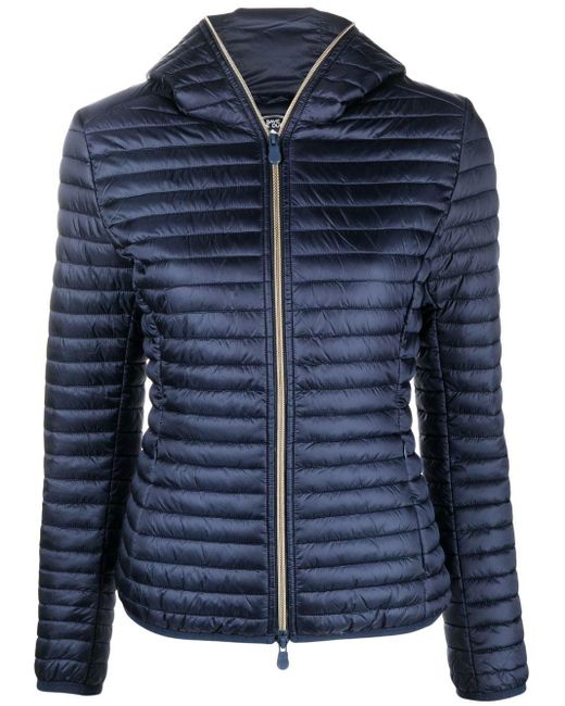 Save The Duck Alexa Hooded Puffer Jacket in Blue | Lyst