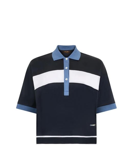 Moorer Blue Striped Polo Shirt