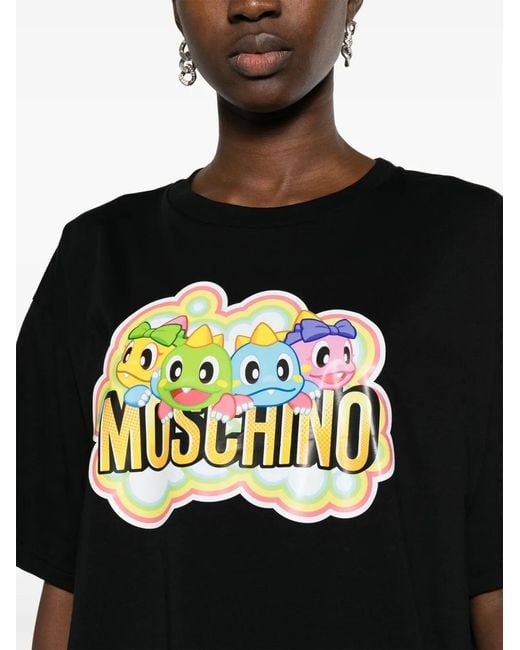 Moschino Black Cartoon-Print Organic-Cotton T-Shirt