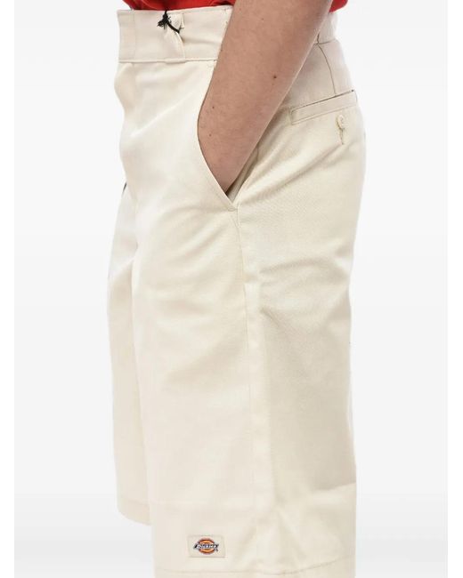 Dickies Natural Logo-Patch Belt-Loop Shorts for men