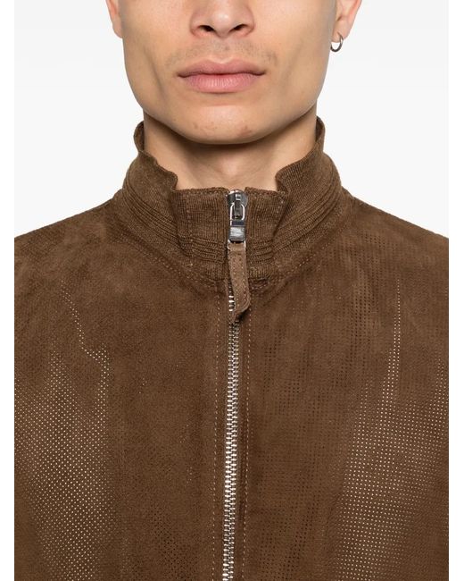 The Jack Leathers Brown Zip-Up Suede Jacket for men