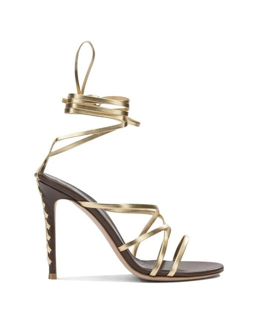 Gianvito Rossi Metallic Lace-Up Stiletto-Heel Sandals