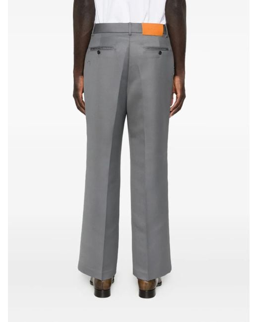 Second/Layer Gray Pleated Wool Trousers for men