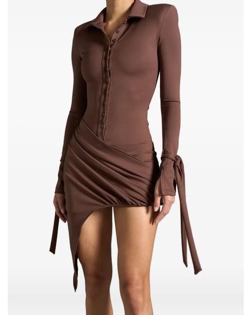 Manière De Voir Brown Diane Draped Asymmetric Mini Dress