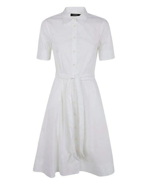 Ralph Lauren White "Finnbarr" Short Sleeves Casual Dress