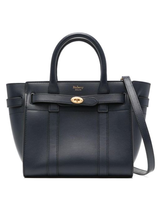 Mulberry Blue Zipped Bayswater Leather Mini Bag