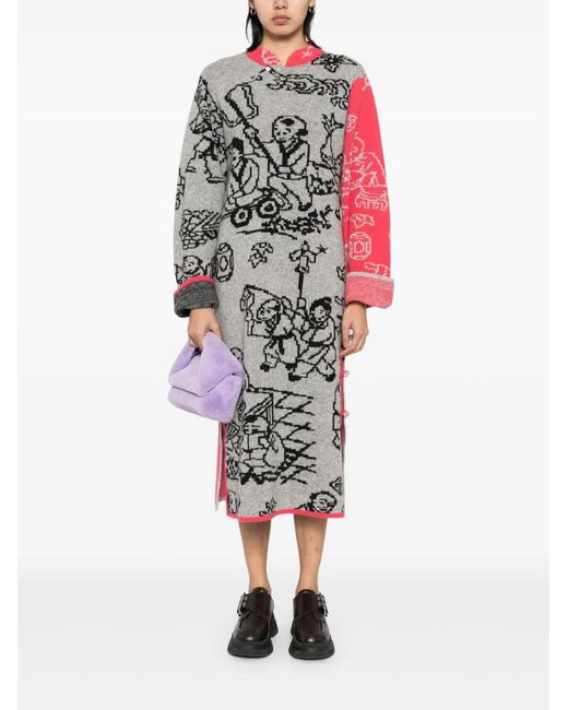 YANYAN KNITS Gray Patterned Dress