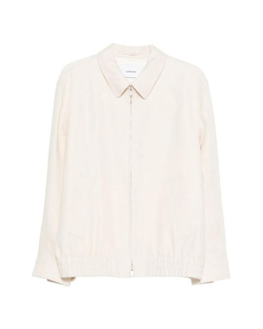 Lardini White Zip-Up Bomber Jacket for men