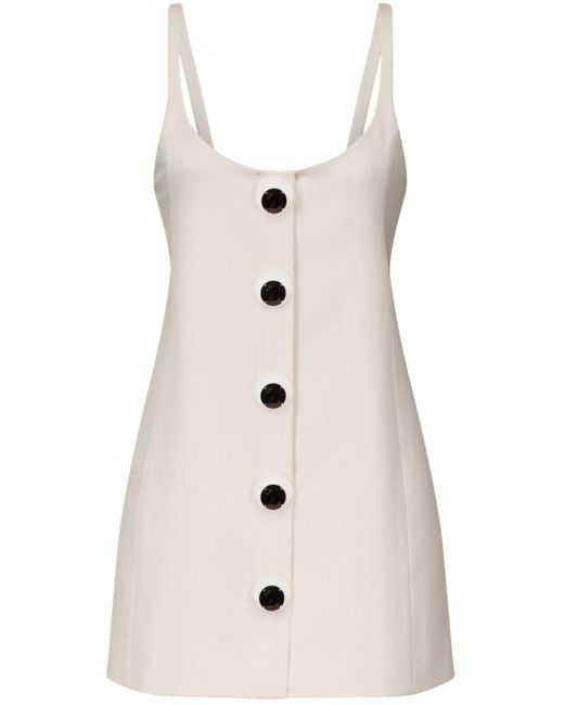 Area White Button-embellished Mini Dress