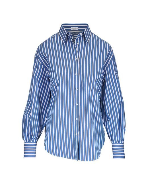 Brunello Cucinelli Blue Striped Shirt