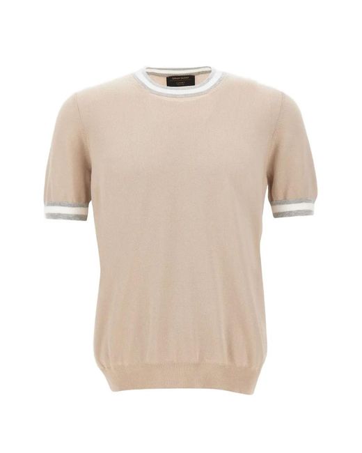Gran Sasso Natural Short-Sleeved Ribbed-Trim Top for men