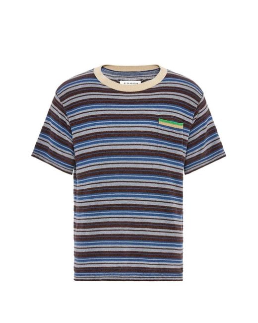 Maison Margiela Blue Striped Wool Crewneck Sweater for men