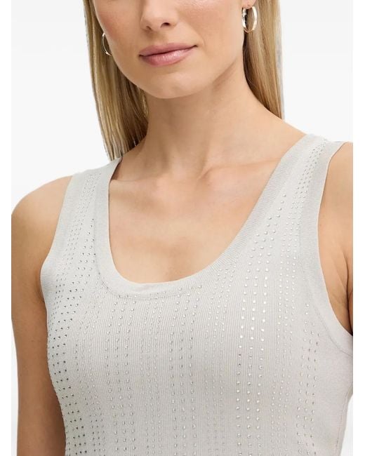 Fracomina White Embellished Knitted Tank Top