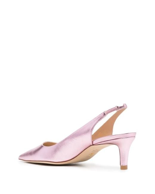 Stuart Weitzman Pink Metallic-Effect Pointed Pumps