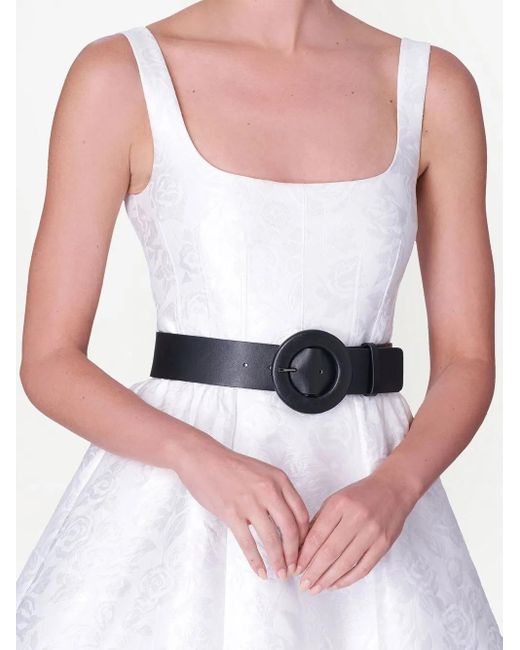 Carolina Herrera White Patterned-Jacquard Midi-Dress