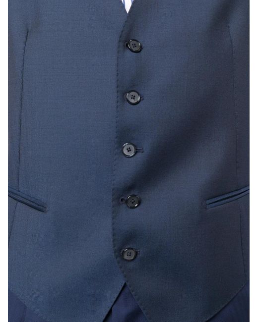 Tagliatore Blue Virgin Wool Button-Up Waistcoat for men