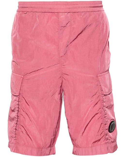 C P Company Pink Taffeta Cargo Shorts for men