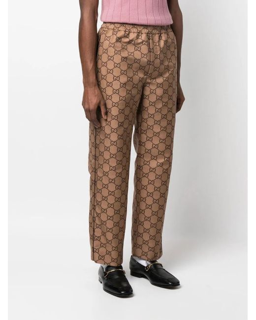 Gucci Brown Gg Ripstop Cropped Trousers for men